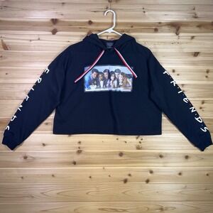 Friends Hoodie Womens Medium Crop Top Black Long Sleeve Hooded Sweatshirt